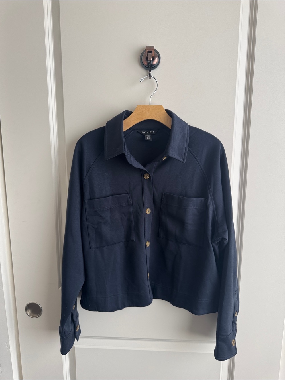 Athleta Navy Button-Front Shirt Jacket